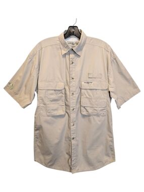 Hook & Tackle Utility Fishing Shirt Khaki Short Sleeve Shirt Vented Outdoors